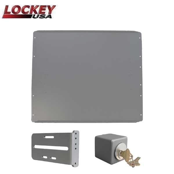 PS50S Shield Safety Kit In Silver - Panic Shield, PSSB Strike Bracket, PSGB5 Key Cylinder Box, Key C